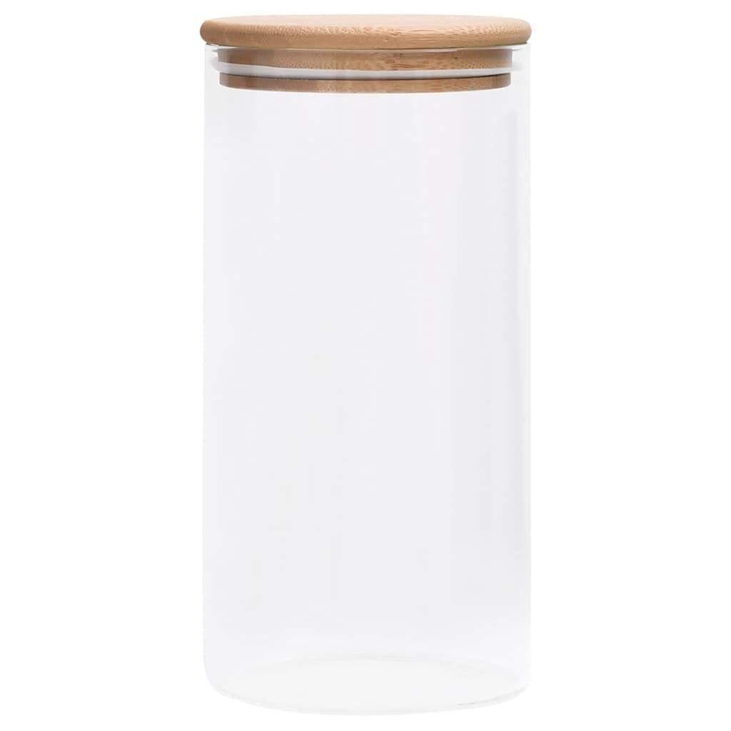 Juego de 4 tarros de almacenamiento de 1200 ml con tapa de bambú – Tarros de almacenamiento para cocina, almacenamiento de cristal