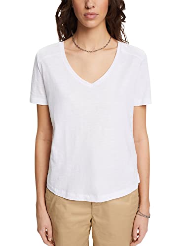Esprit 023ee1k330 T-Shirt, 100 / Blanc, M Femme
