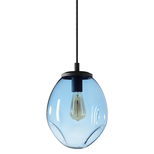 Casamotion Pendant Lighting Handblown Glass Drop ceiling lights, Organic Contemporary Style Hanging Light, Grey blue