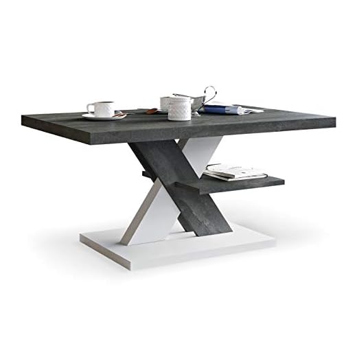 Viosimc Table Basse de Salon Acier et Blanche, Meubles de Salon Modernes, Table Centrale et élégante avec Un plateaupour Le thé et Le café. Un ajout élégant à n'importe Quel Salon