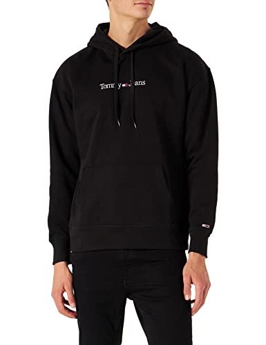 Tommy Jeans Herren TJM Reg Linear Hoodie Kapuzenpullover, Black, XXL Cover