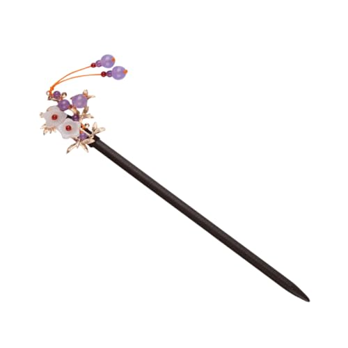 FRCOLOR 漢服かんざし 三つ編み アクセサリー おだんごヘア 中国のヘ ック レトロヘアフォーク ヘアピン古代スタイル タッセル 箸 シニョンヘアピン 編み込み 中国の髪 前 黒檀