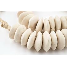 The Bead Chest White Bone Beads Saucer 21mm Kenya African Large Hole 24 Inch Strand Handmade