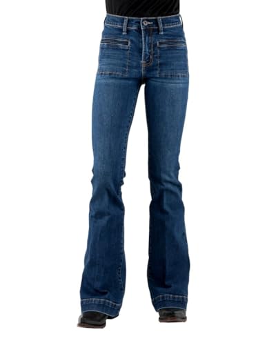 Stetson Western Jeans Womens Flare 6 Long Blue 11-054-0921-2419 BU