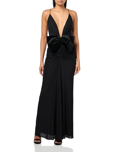 Valeria Black Maxi Dress with Velvet Bow Detail by Ronny Kobo