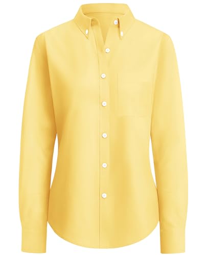 Image of siliteelon Button Down Shirts for Women Oxford Shirt Long Sleeve Classic Wrinkle Free Business Dress Shirts Work Office