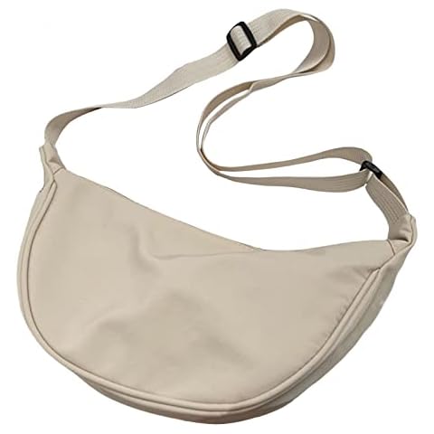 Perfeclan Women Dumpling Bun Purse Shopping Bag Big Capacity Beach Tote Lady Underarm Bags Pouch Casual Nylon Shoulder Bag Handbag, Beige Cover