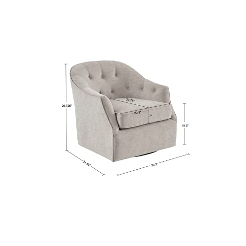 Madison Park Calvin Swivel Glider Accent Chair, Upholstered 360 Degree Rocker Armchair With Metal Base Stand, Button Tufted For Nursery Or Living Room Fully Assembled, Jacquard Textured Natural #TOP2