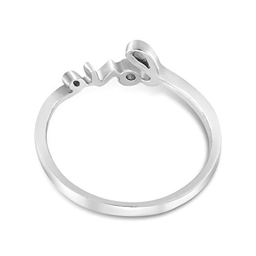 925 Sterling Silver Love Script Ring – Dainty Promise Ring for Women with Polished Word Design | Thin Anti-Tarnish Minimalist Band3