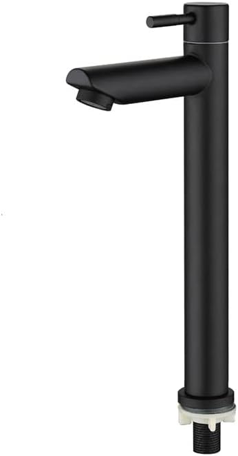 Matte Black Single-Cold Basin Faucet, 304 Stainless Steel Single-Lever Deck-Mounted Washbasin Tap(B)