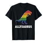 Allysaurus dinosaur in rainbow flag for ally LGBT pride T-Shirt