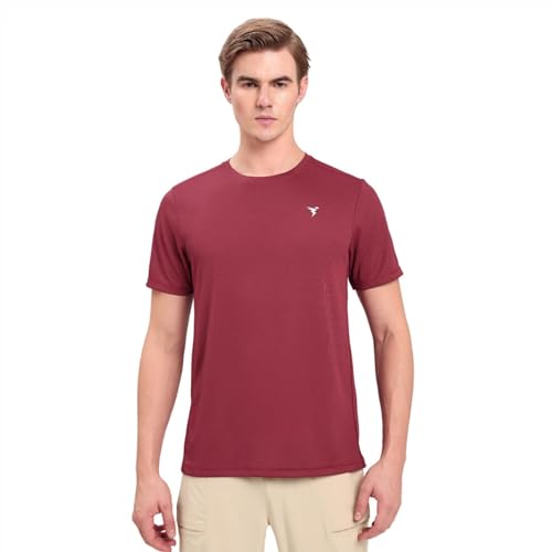 Image of TECHNOSPORT Men's Slim Fit Polyester Activewear Sports T-Shirt with Moisture-Wicking Comfort for Workout, Running & Gym