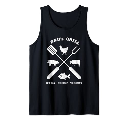 Dad Barbecue Grill the Man Meat Legend Divertido asar a la Camiseta sin Mangas