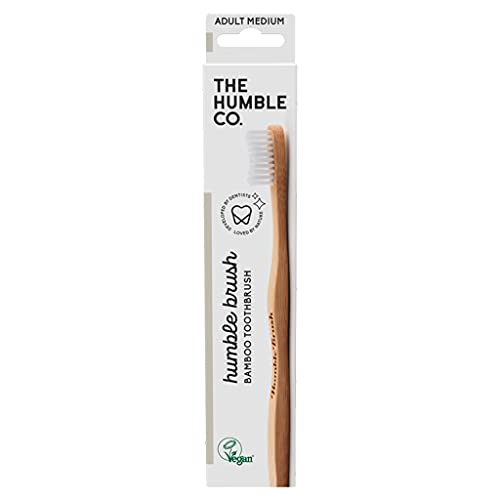 THE HUMBLE CO. - Mixed Adult Medium Toothbrush - Developed by Dentists - Designed in Sweden - Plant-Based Materials - 100% Biodegradable Bamboo Handle for Eco-Friendly Oral Care - 1p