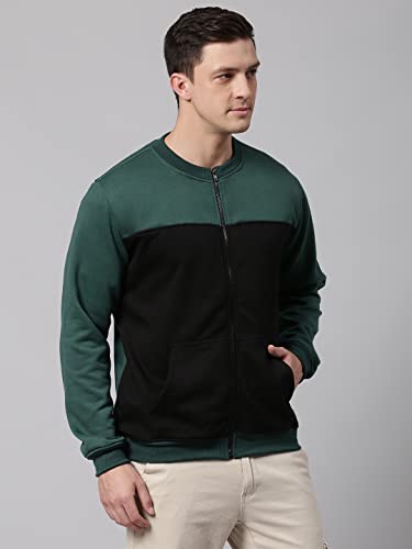 Image of Dennis Lingo Men's Cotton Blend Full Sleeves Panelled Sweatshirt - Regular-Fit, Crew Neck, and Lightweight, Casual Winterwear for Men
