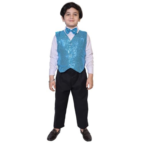 Image of Kaku Fancy Dresses Plain Waistcoat for Kids /Plain Jacket for Kids | Sequin Work Shinning Waist Coat For Annual Day Dance Competition (Only Jacket /Waistcoat - Shirt & Pant Not Included)