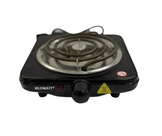 Image of Electric Hot Plate with Heat Adjustable Control, Single Burner Cooking Stove black