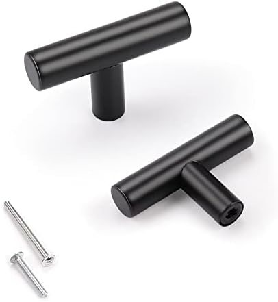 KNOBWELL 6 Pack Single Hole 2" Stainless Steel Cabinet Knobs, Matte Black Drawer Pulls Drawer Knobs, Cabinet Knobs and Pulls