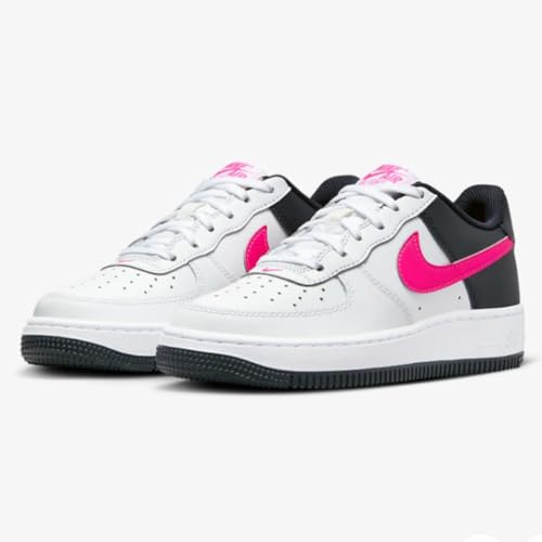 Image of Nike Air Force 1 Big Kids' Shoes (CT3839-109, White /Dark Obsidian /Fierce Pink) Size 7