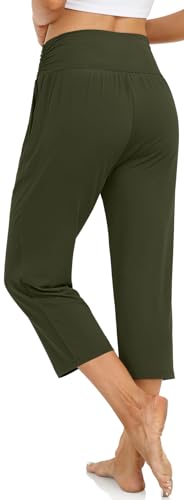 Image of UEU Women's Yoga Capri Pants Loose Soft Drawstring Workout Sweatpants