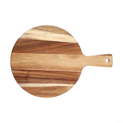 Tabla de cortar redonda de madera Acacia 40.64 cm con mango miniatura 5