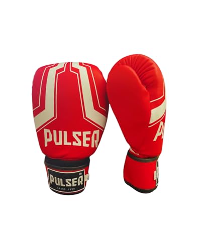 Par Luva Boxe Kickboxing Muay Thai Injetada Thunder Pulser (Vermelho/Branco, 14oz)