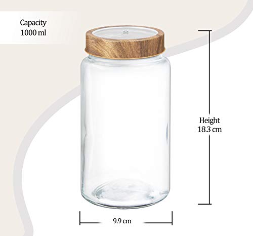 Image of Treo By Milton Woody Radius Storage Glass Jar, 1 Piece, 1000 ml, Transparent