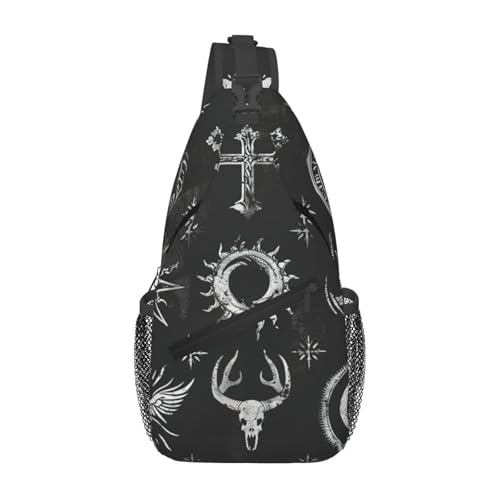 Sac à bandoulière imprimé Supernatural Symbols avec sangle ergonomique pour voyage et randonnée
