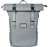 KeKour Laptop Rucksack Damen, Schule Rolltop Rucksack für 12-17 Zoll Laptop, Schulrucksack für Mädchen und Jungen Teenager, Stylische Tagesrucksack für Fahrrad Freizeit Sport Reisen (Grau)