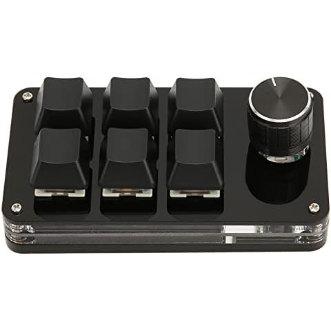 Mini Mechanical Keyboard, Acrylic Computer Universal 6 Key Programmable key RGB Backlight Detachable USB Cable Gaming Keypad Knob Function Plug and Play Portable Macro Pad for Office, Gaming, Media Cover