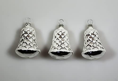 Christbaumschmuck Silber Glas 14 Lauschaer Glas Christbaumschmuck Waffelglocke, Silber mit Irisglimmer,...