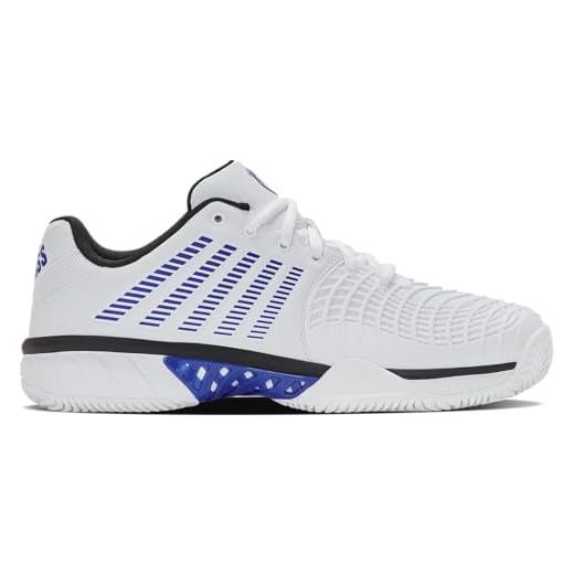 K-Swiss Zapatillas de Tenis Express Light 3 Clay para Hombre, Color Blanco, Azul y Negro, Talla 43 EU
