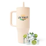 Vaso Termico Café para llevar antiderrame asa y pajita (1,18L). Termo agua con asa (40 OZ). SIN BPA. Apto Coche y Lavavajillas. Regalo original hombre y mujer