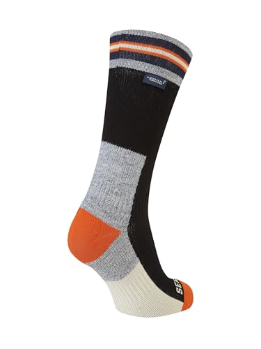 Image of SEALSKINZ Surlingham Waterproof All Weather Mid Length Striped Cuff Sock
