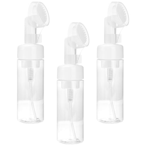 Genérico Botella de Espuma Vacía de 150 Ml Transparente Cepillo Dispensador Multifuncional para Champú y Gel Set de 3 Unidades para Uso Doméstico y Viaje