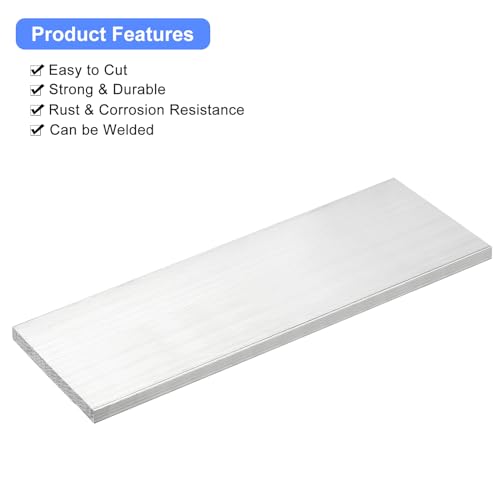 Image of uxcell Square Aluminum Flat Bar, 5 /16 inch Thick 3.1 inch Width 10 inch Length Square Aluminum Bar 6061 Aluminum Flat Plate, 8 x 80 x 254mm T6511 Solid New Mill Stock for Industrial Building