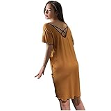 XKUN Nachthemd Sommer Nachthemd Frauen Modal Baumwolle Dünne Süße Pyjamas Offene Hintere Frühling Und Herbst Mittellange Kleid-L,F
