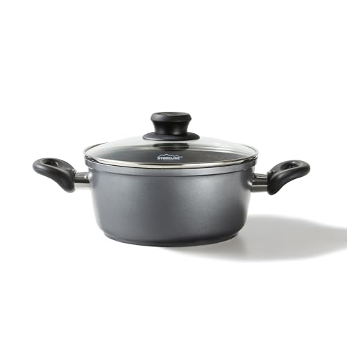 STONELINE Casserole 20 cm, 2,5 L, avec Couvercle en Verre, un faitout Compatible à l'Induction et au Four, Revêtement Antiadhésif avec de vraies particules...