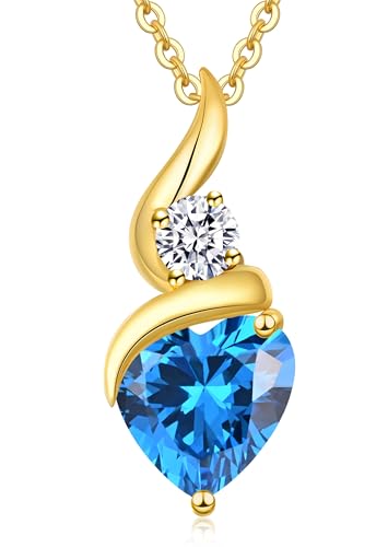 LOUISA SECRET Infinity Heart Necklaces for Women 925 Sterling Silver or Brass Plated Birthstone Pendant,Jewellery Gifts for Women/Wife/Her Anniversary Birthday Mothers Day Christmas