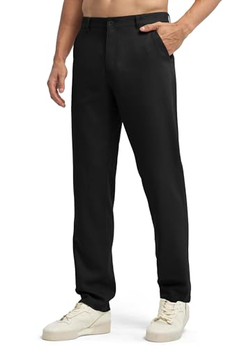 Image of Willit Men's Linen Pants Casual Linen Dress Pants Beach Summer Lightweight Trousers 28 inch 30 inch 32 inch