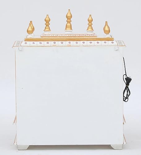 LOYALCRAFT Wooden/Home mandir/god Stand for/Stand/mandap/mandapam/Pooja mandir with Doors (Large 24x12x30 WxDxH INCH, White Pink Green Golden)