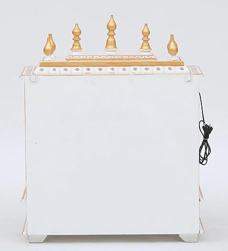 LOYALCRAFT Wooden/Home mandir/god Stand for/Stand/mandap/mandapam/Pooja mandir with Doors (Large 24x12x30 WxDxH INCH, White Pink Green Golden)