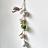 SOUJOY 6 Pack Hanging Succulent Planters, 4'' Mini Ceramic Wall or Ceiling Mount Dangling Plant Pot, Hanging Flower Pot with Jute Rope for Indoor Outdoor Decor, Light Beige