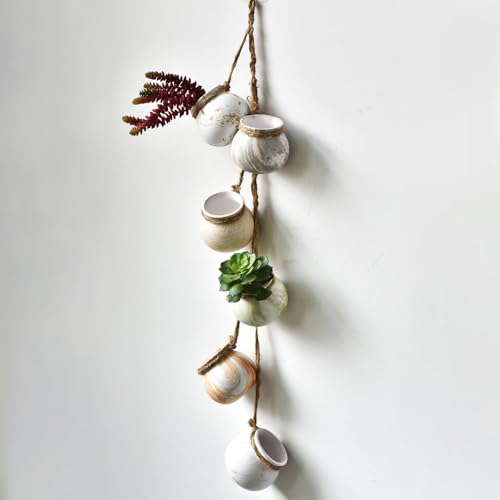 SOUJOY 6 Pack Hanging Succulent Planters, 4'' Mini Ceramic Wall