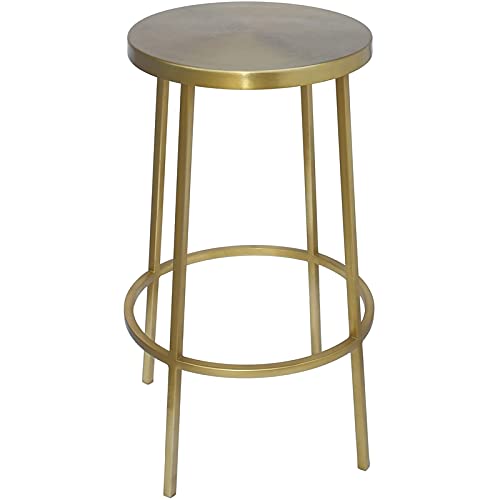 Meridian Furniture 949Gold Tyson Collection Modern | Contemporary Iron Stool, Brushed Gold Finish, Counter Height