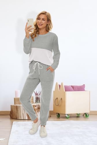Image of Fengbay Two Piece Outfits for women Long Sleeve Crewneck Pullover Tops And Pants Sweatsuits Lounge Set with Pockets 2026