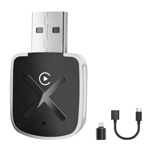 Wireless CarPlay adapter for Apple iPhone, Convert Wired to Wire-less Car Play Adapter with USB & Type-C Extension Cable, Carplay Wireless Adapter Compatible with Cars from 2016 later and Phone iOS10+