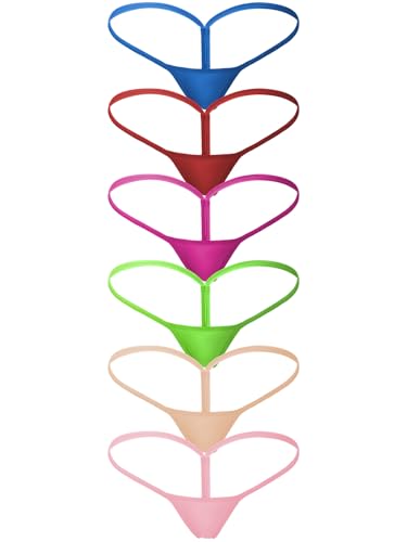 Image of sosusu Cotton Underwear G-string Thong for Women Micro Sexy Ladies Panties Comfortable Stretch Low Rise 6 Pack
