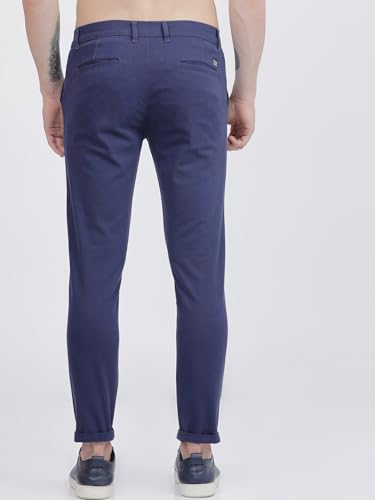 Image of The Indian Garage Co Men Slim Fit Solid Mid-Rise Stretchable Chinos