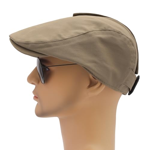 Image of ZLYC Men Cotton Flat Cap Summer Scally Ivy Gatsby Newsboy Beret Driver Cabbie Hunting Hat
